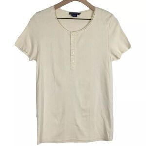 RALPH LAUREN Short Sleeve Top Shirt Pima Cotton Minimalist Cottagecore Size XL